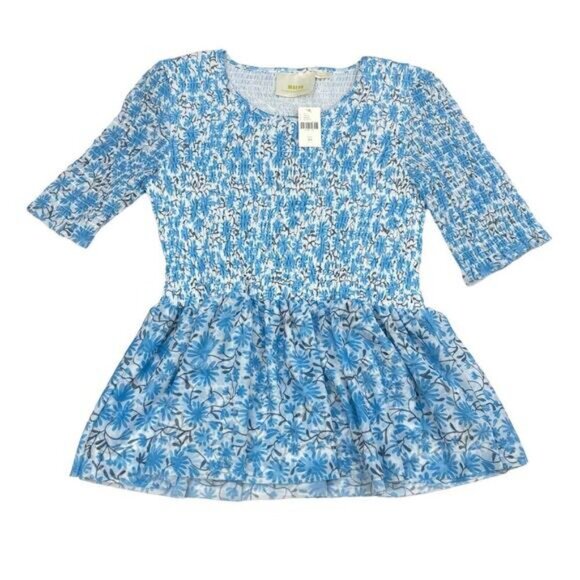 Maeve Ashton Smocked Floral Peplum Top XS - Picture 3 of 6